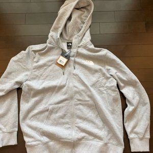 NWT North Face Logo Gray Full Zip Pocket Hoodie